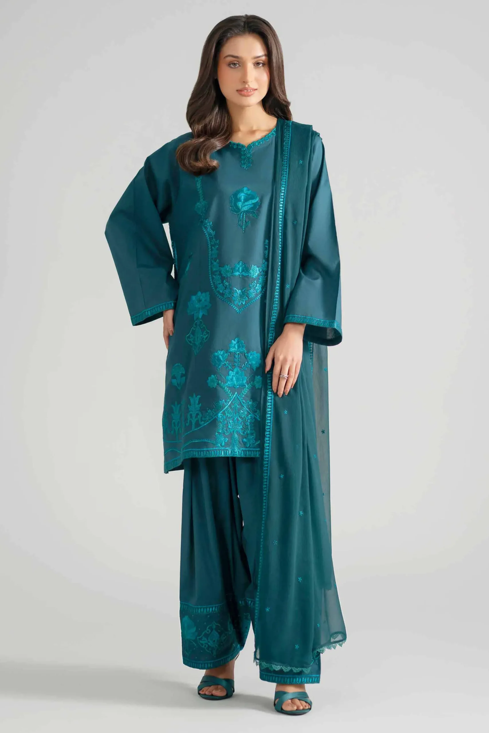 3 Piece - Embroidered Suit - PE26-301
