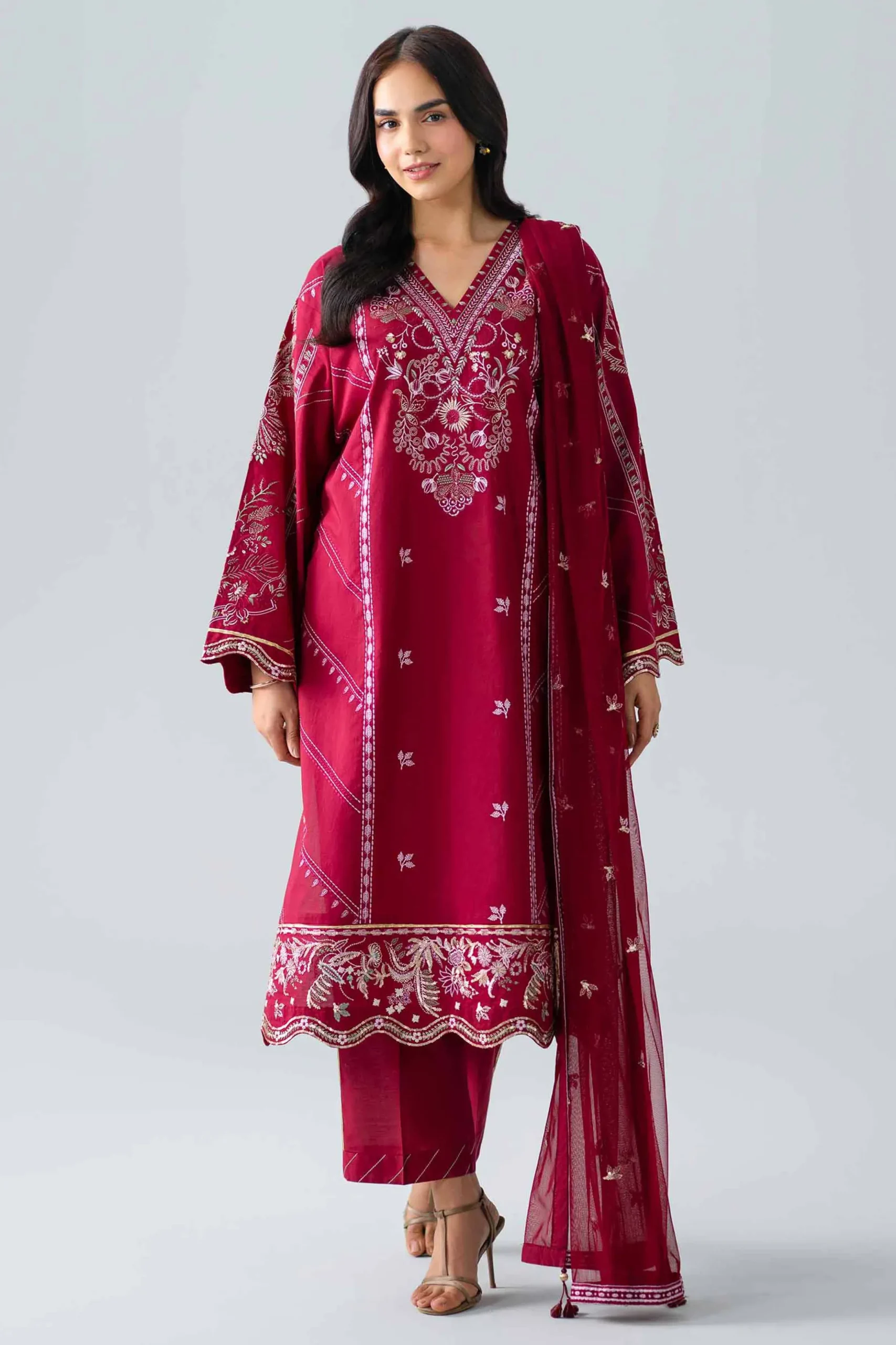 3 Piece - Embroidered Suit - PE26-542