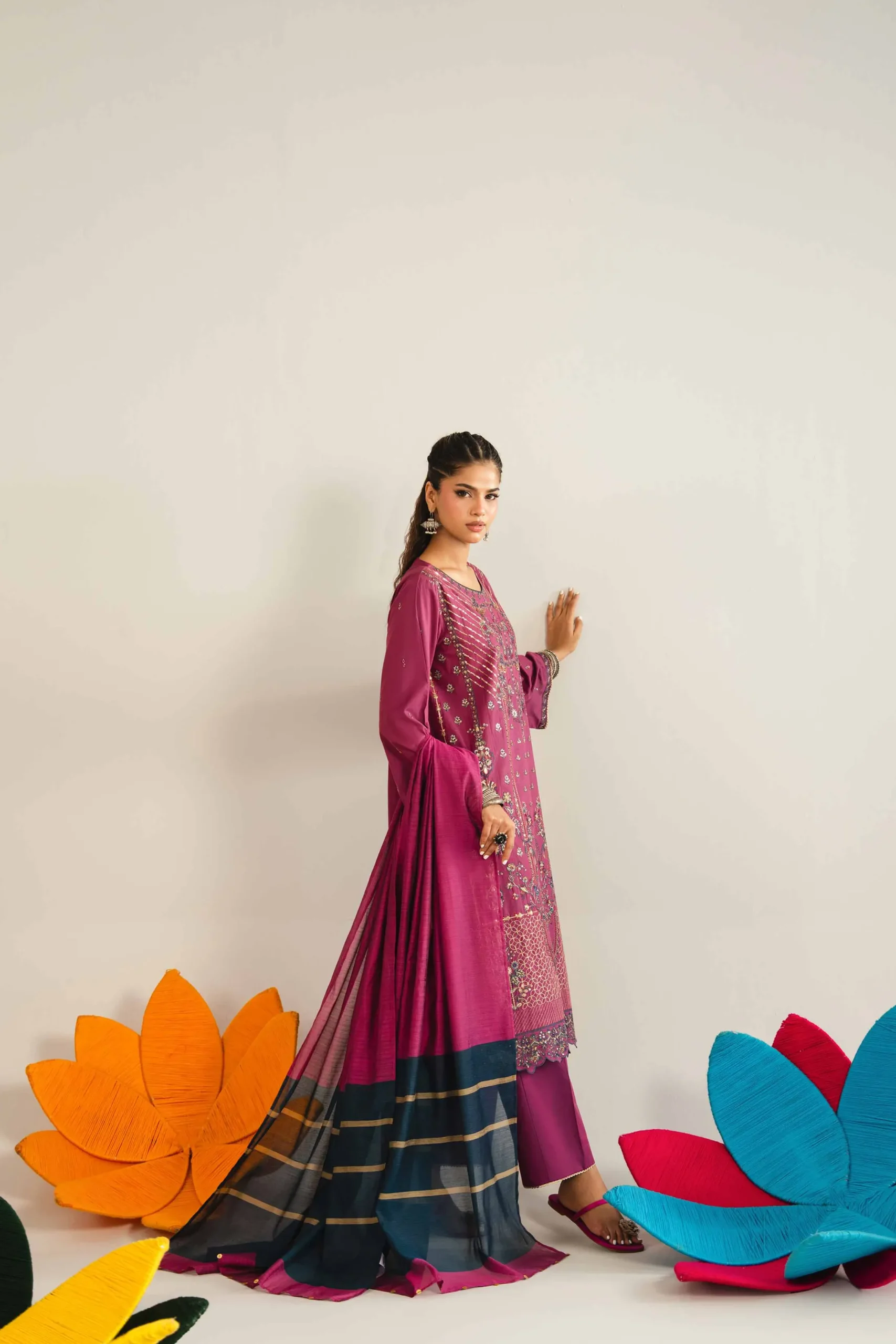 3 Piece - Embroidered Suit - PE26-311