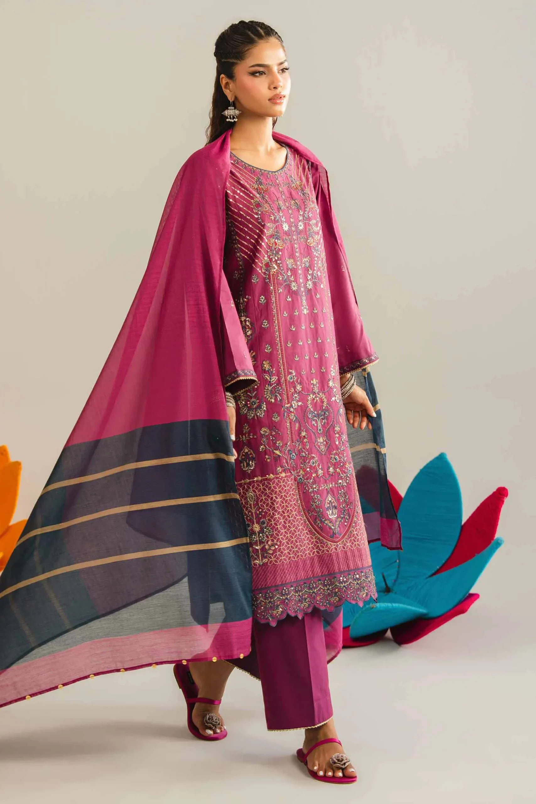 3 Piece - Embroidered Suit - PE26-311