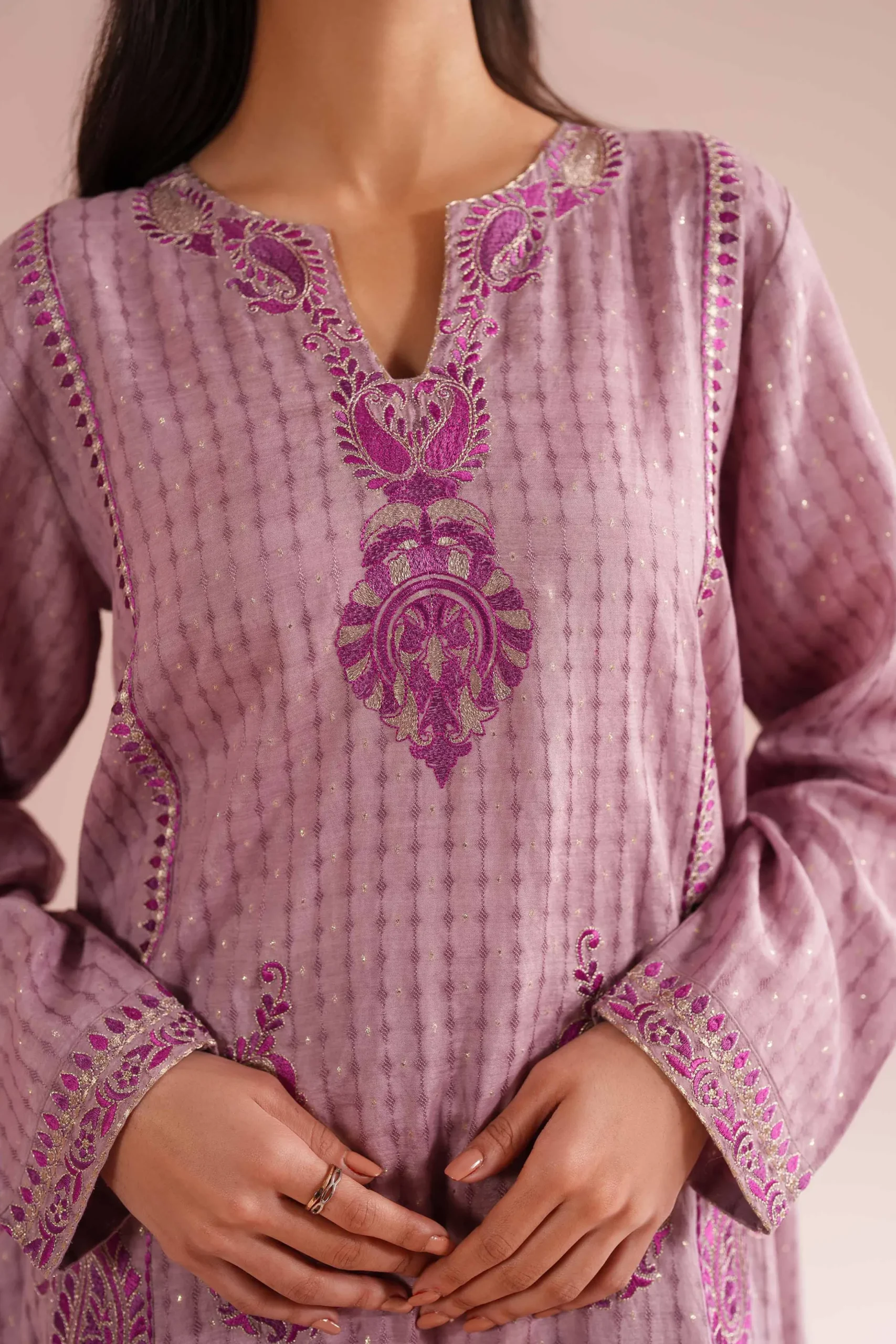 2 Piece - Embroidered Suit - PE26-58