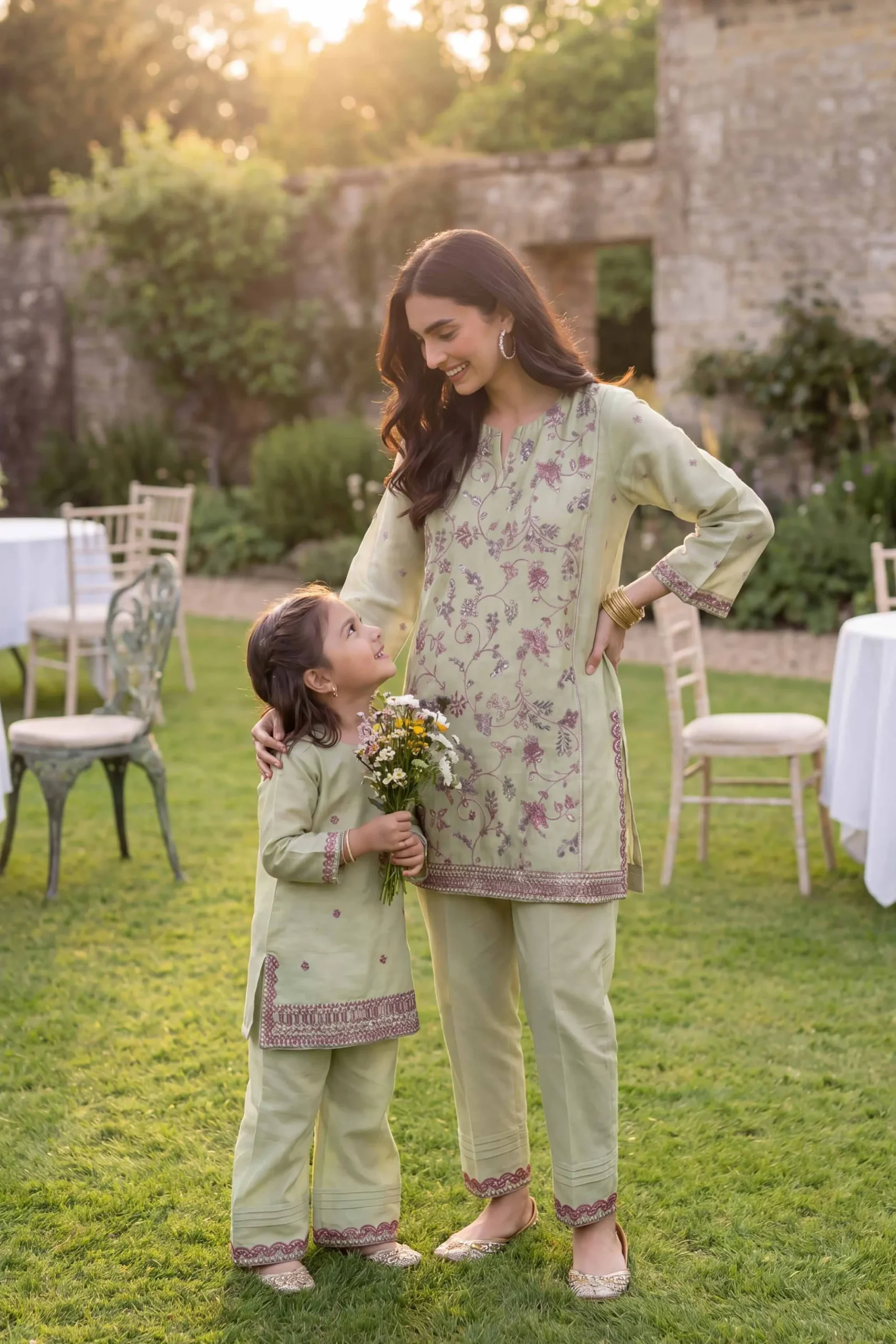 2 Piece - Embroidered Suit - PMD26-17 D