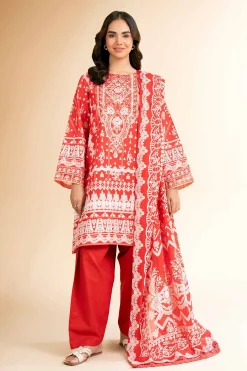 3 Piece - Flatbed Paste Embroidered Suit - 42501662