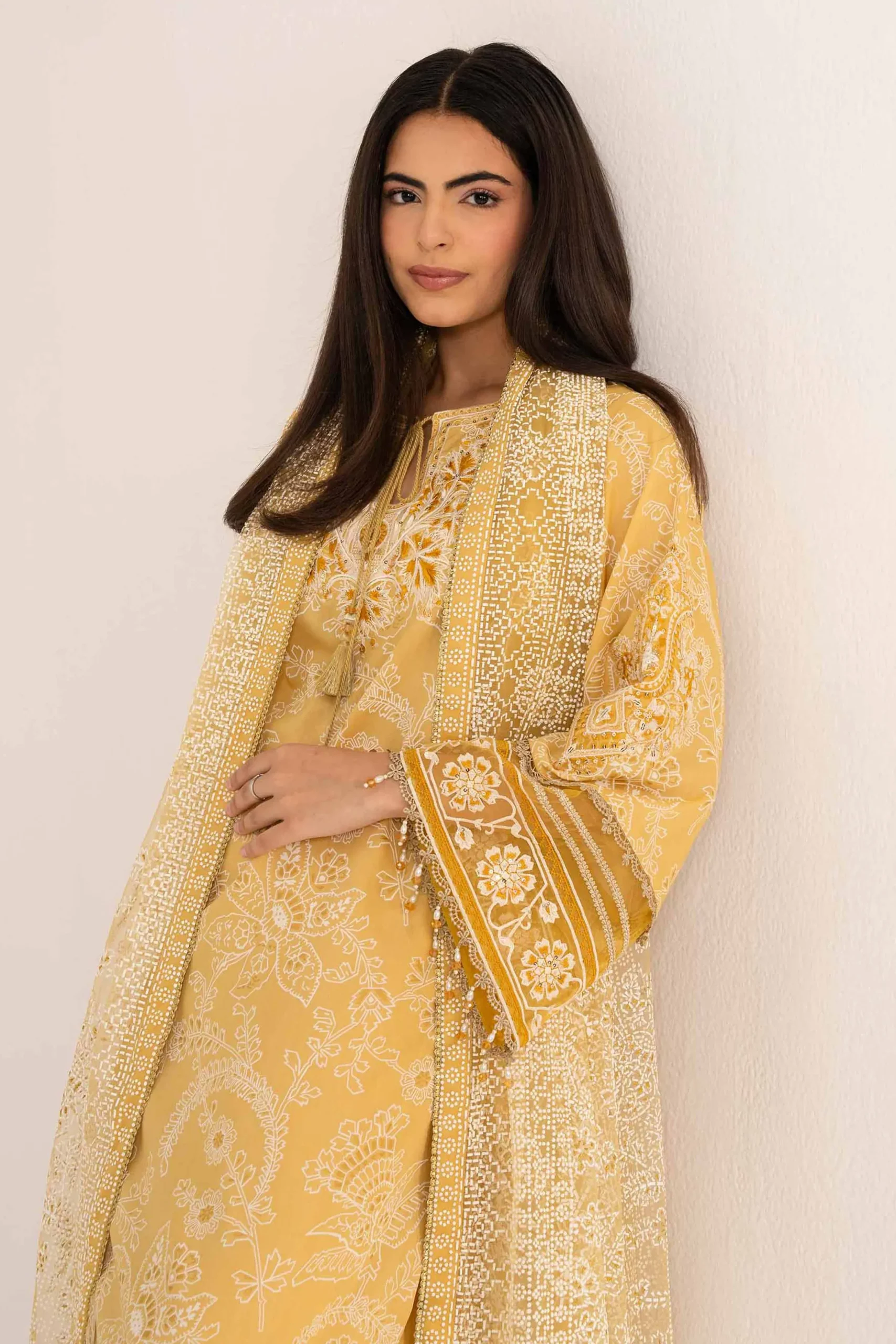 3 Piece - Paste Printed Embroidered Suit - 42501850