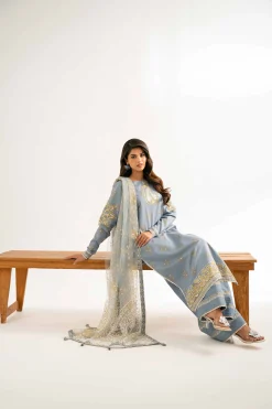 3 Piece - Paste Printed Embroidered Suit - 42501858