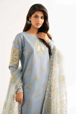 3 Piece - Paste Printed Embroidered Suit - 42501858