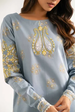 3 Piece - Paste Printed Embroidered Suit - 42501858