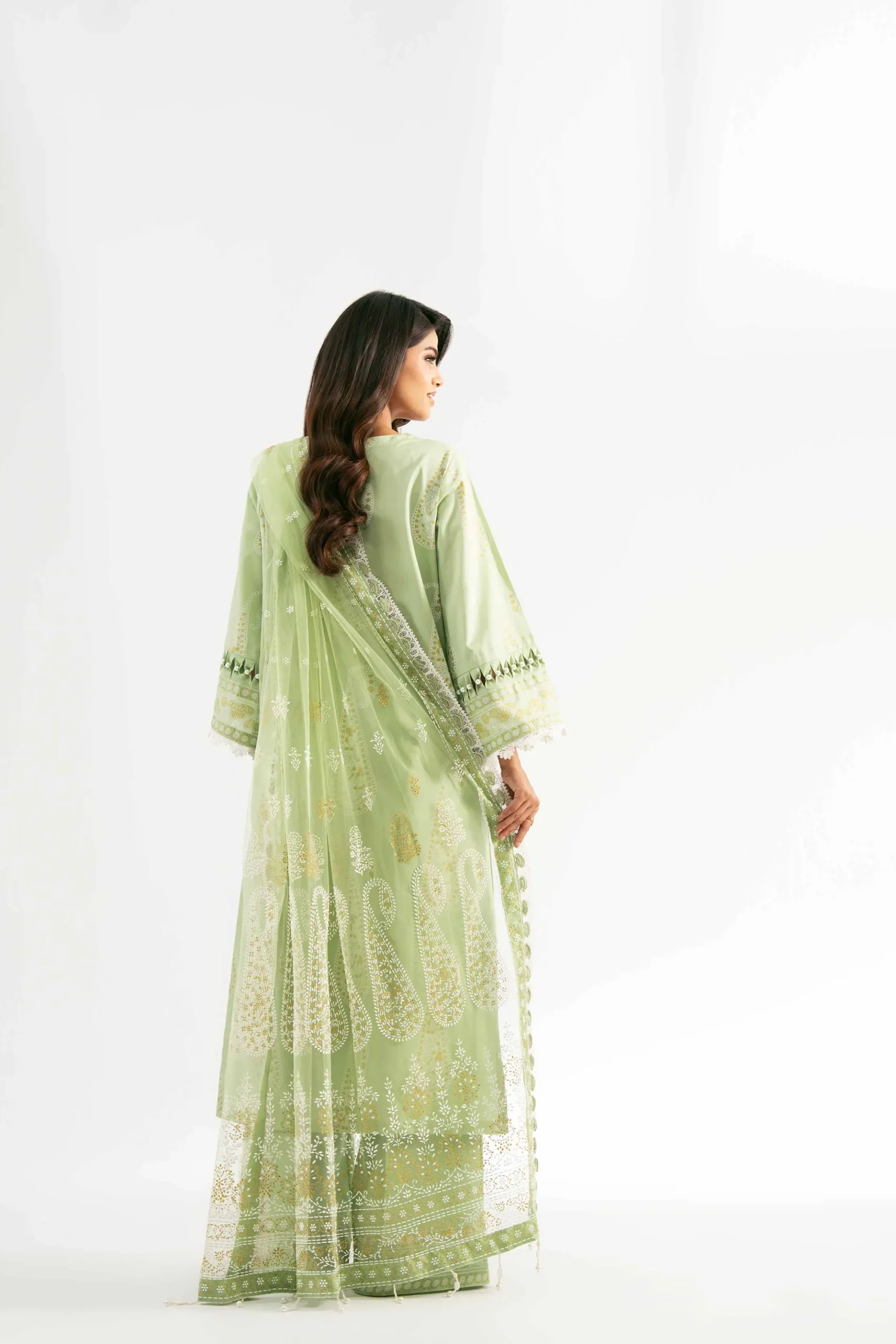 3 Piece - Paste Printed Embroidered Suit - 42501853