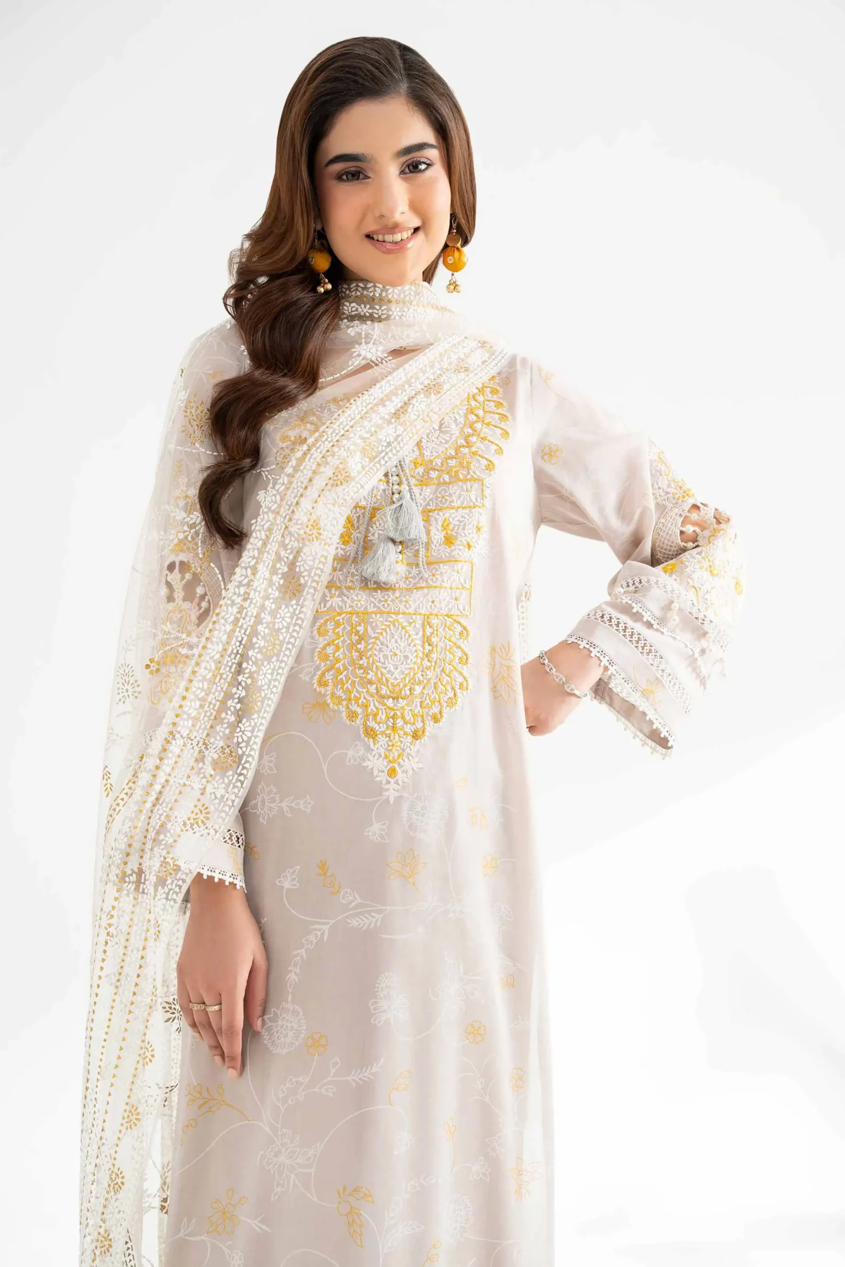 3 Piece - Paste Printed Embroidered Suit - 42501852