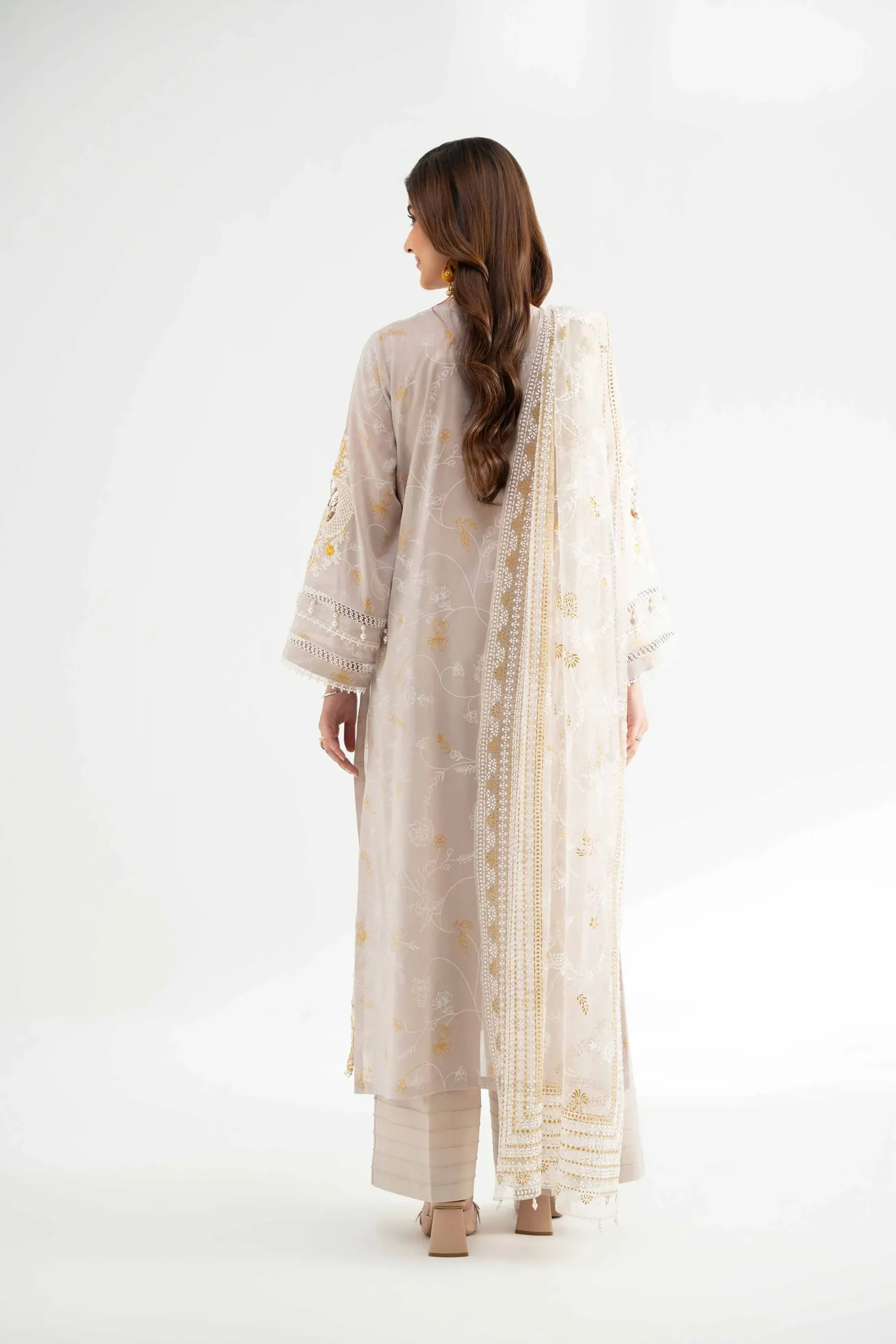 3 Piece - Paste Printed Embroidered Suit - 42501852