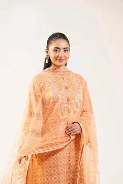 3 Piece - Paste Printed Embroidered Suit - 42501856