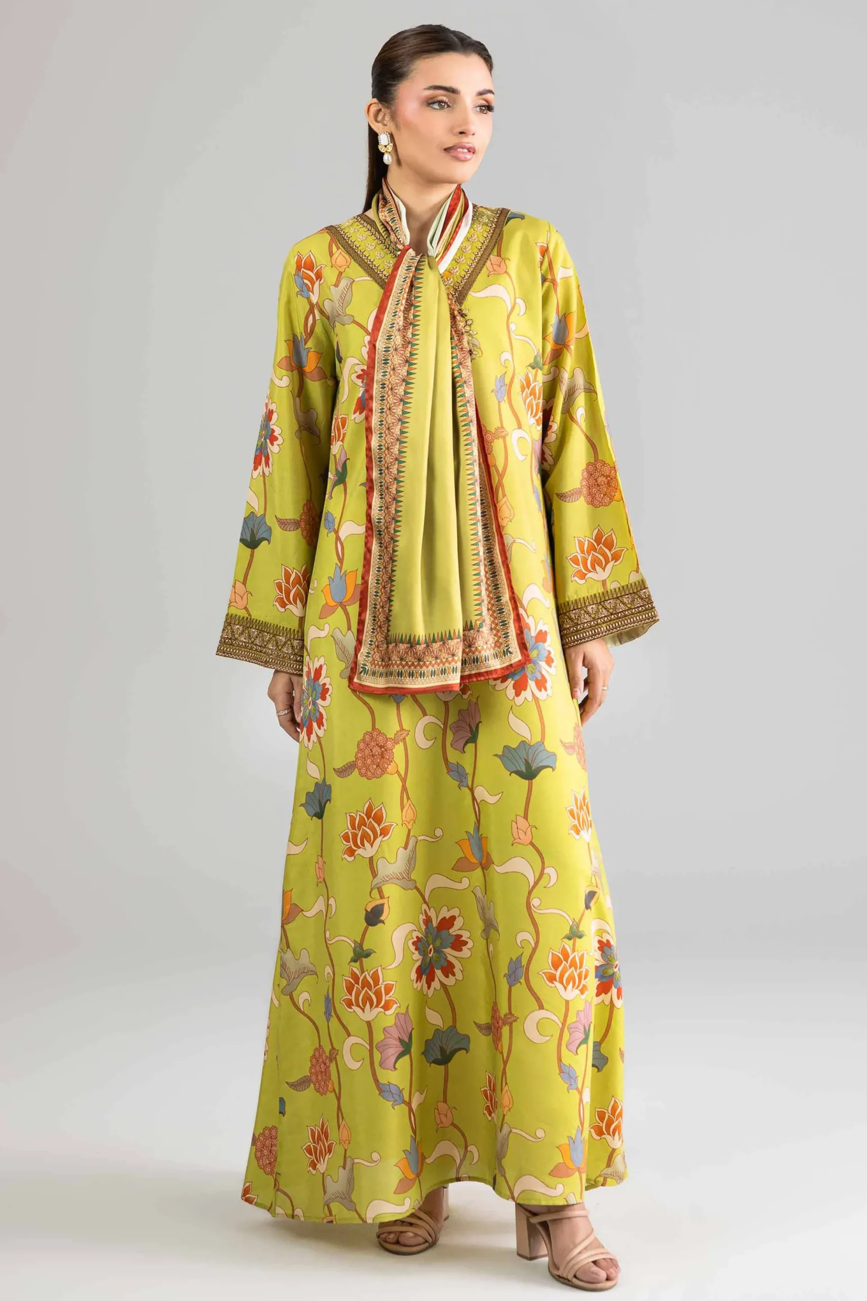 2 Piece - Printed Embroidered Dress - FE26-69
