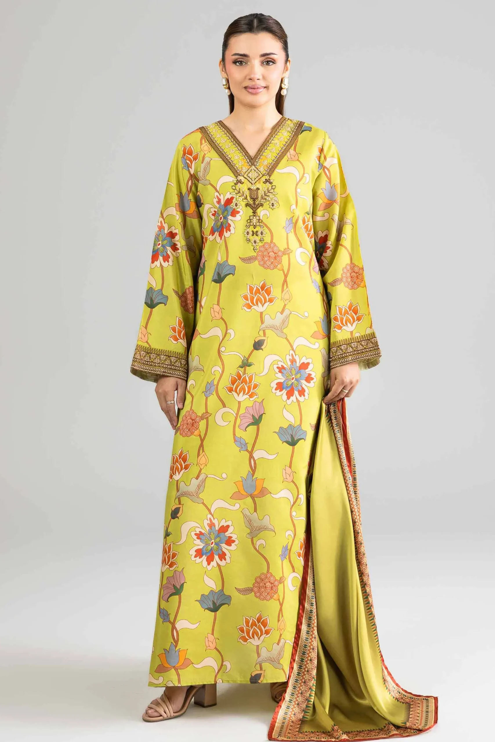 2 Piece - Printed Embroidered Dress - FE26-69