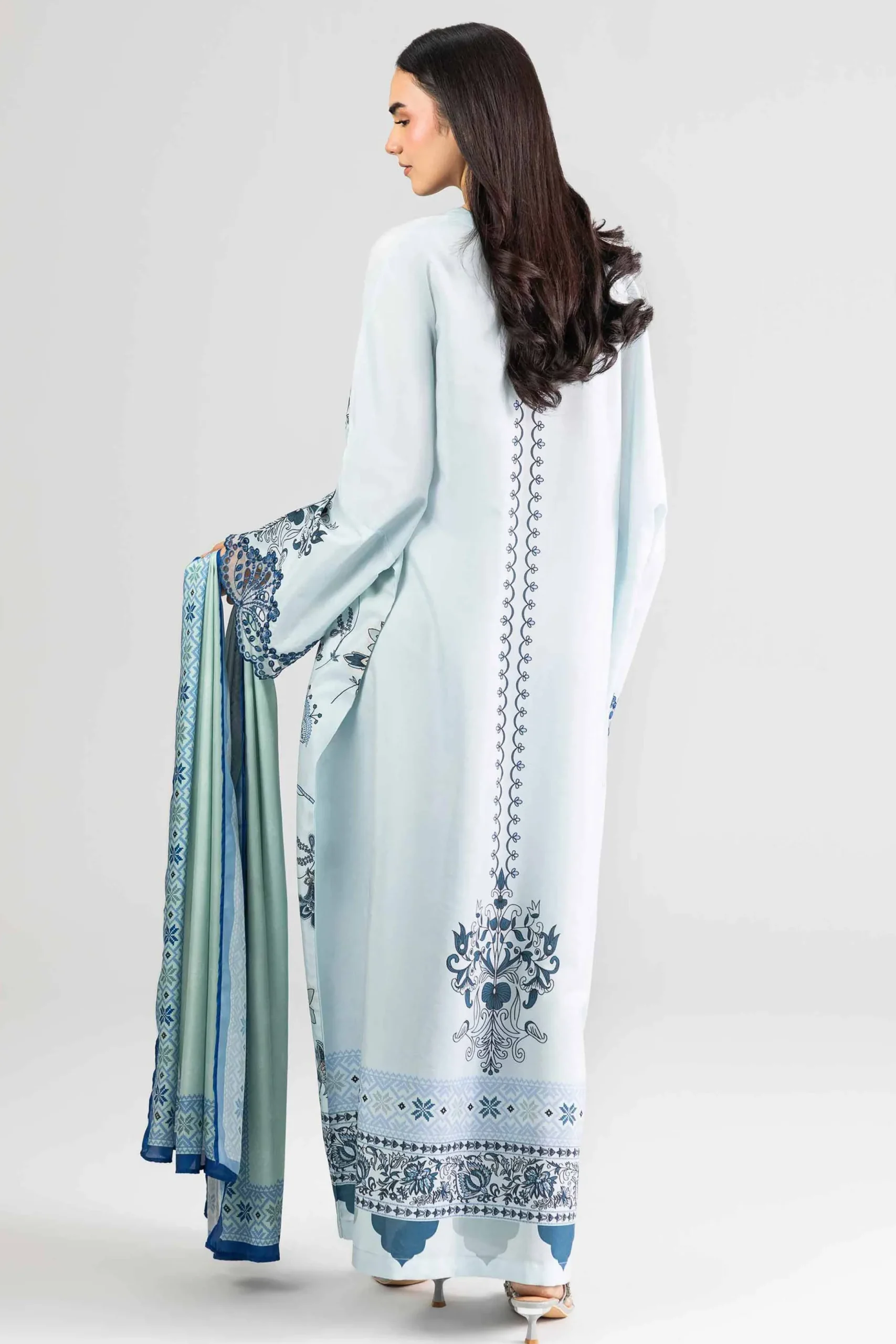2 Piece - Printed Embroidered Shirt - FE26-68