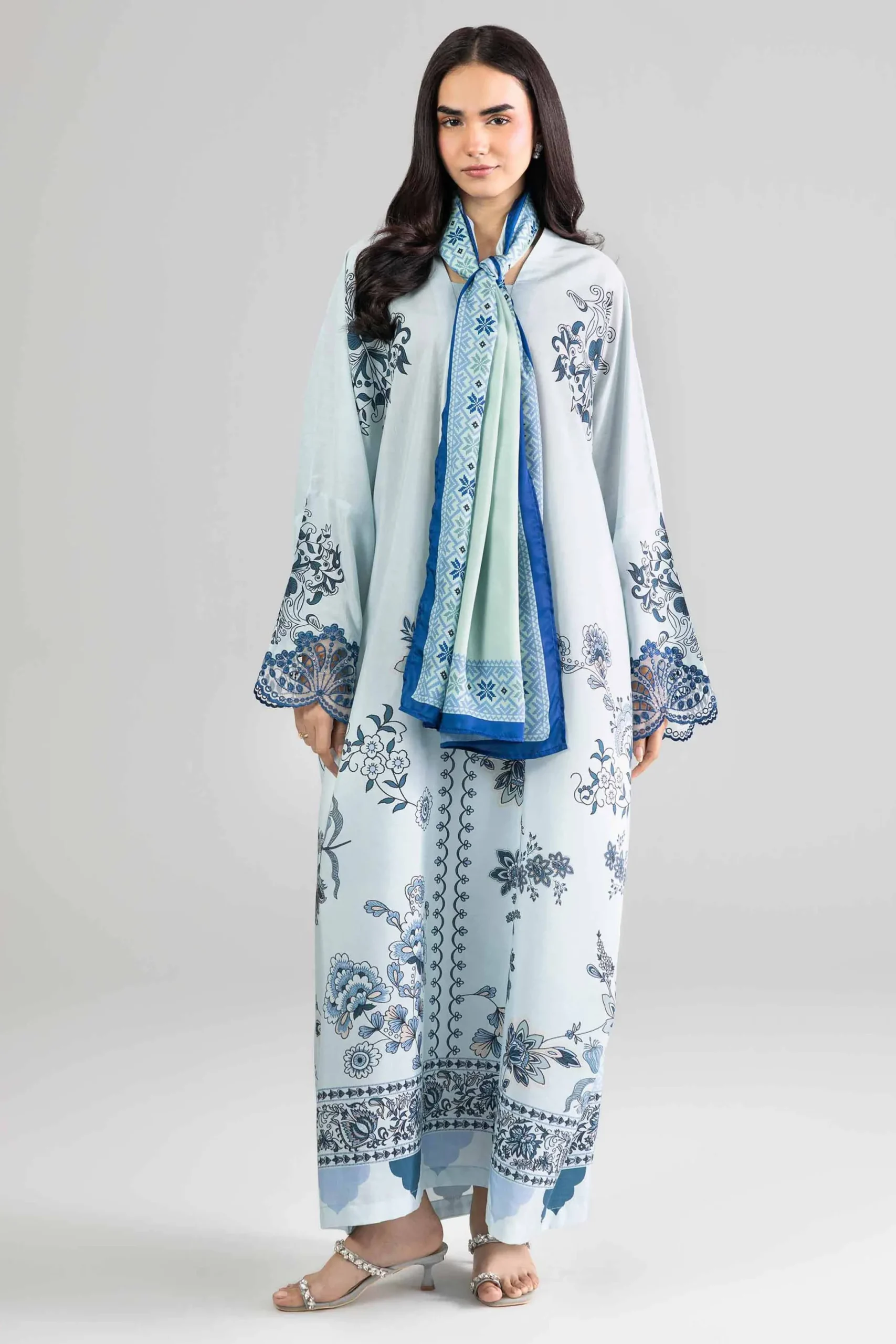 2 Piece - Printed Embroidered Shirt - FE26-68