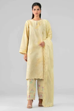 3 Piece - Printed Embroidered Suit - 42601808