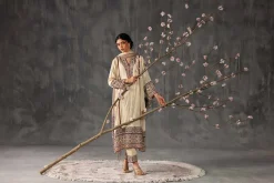 3 Piece - Printed Embroidered Suit - KFE26-109
