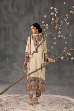 3 Piece - Printed Embroidered Suit - KFE26-109