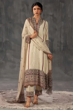 3 Piece - Printed Embroidered Suit - KFE26-109