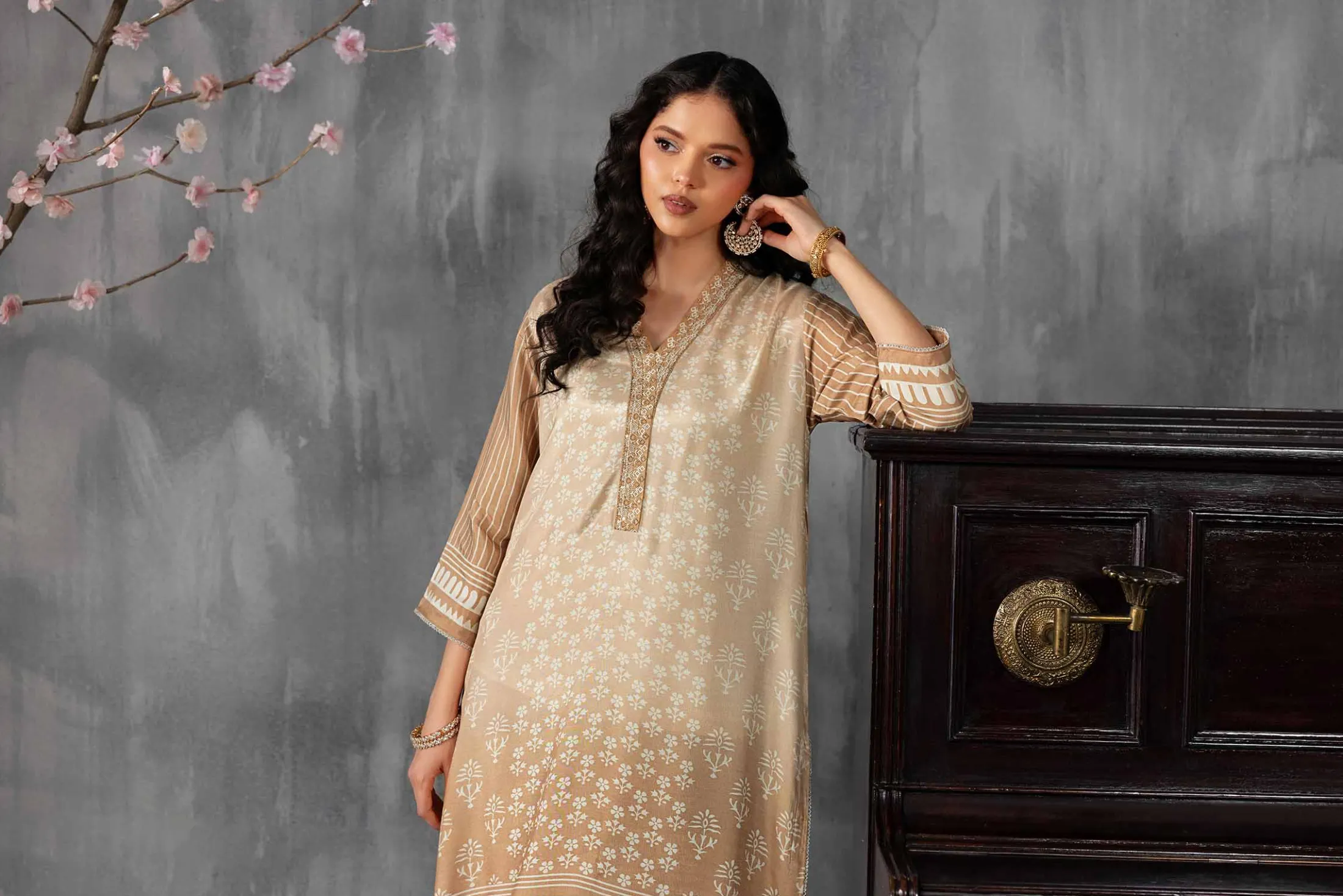 2 Piece - Printed Embroidered Suit - KFE26-62