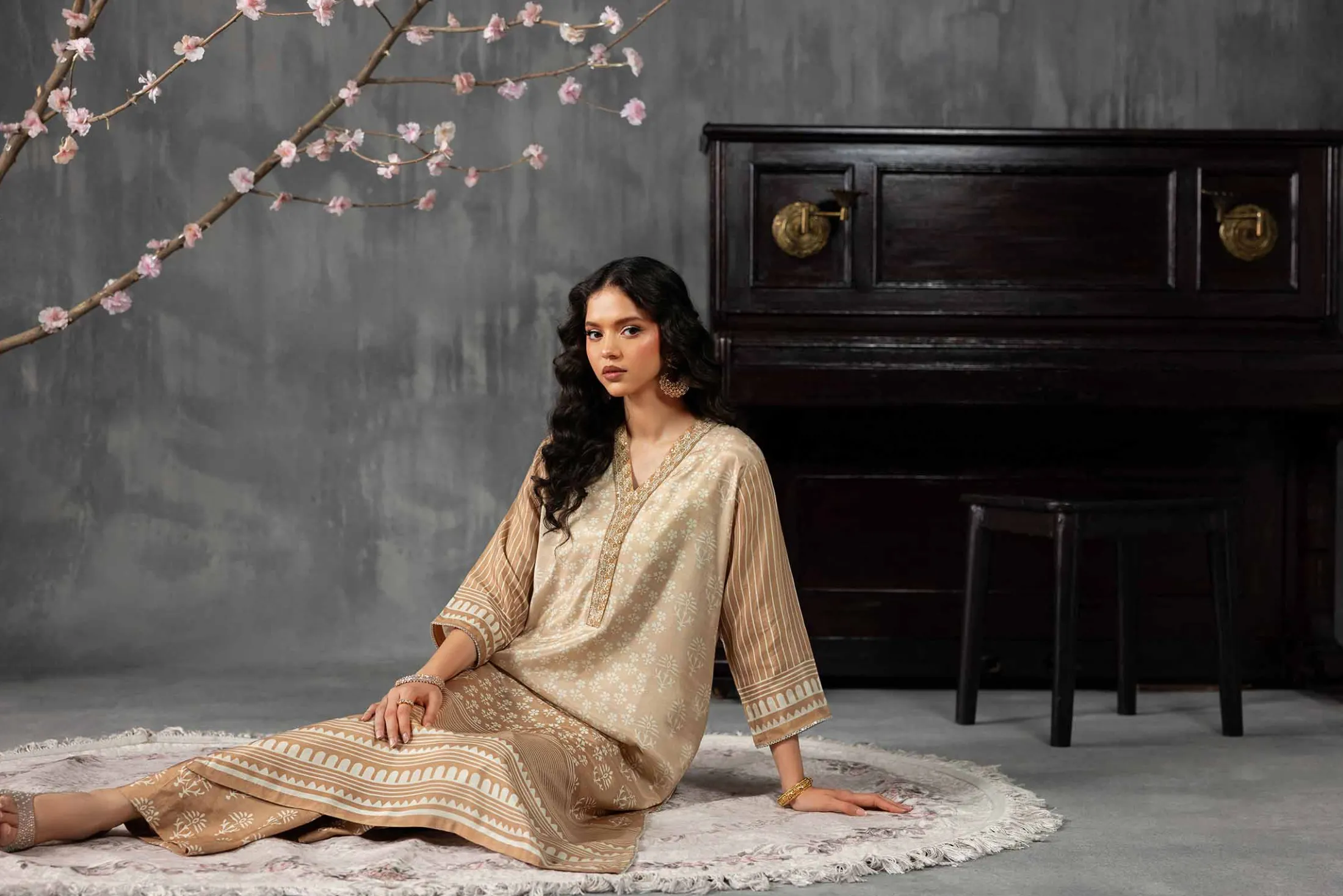 2 Piece - Printed Embroidered Suit - KFE26-62