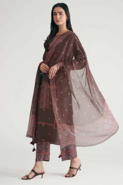 3 Piece - Printed Embroidered Suit - KFE26-110