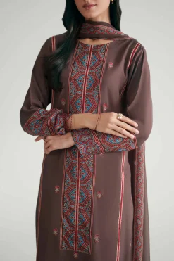3 Piece - Printed Embroidered Suit - KFE26-110