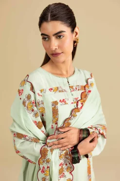 3 Piece - Printed Embroidered Suit - KFE26-206