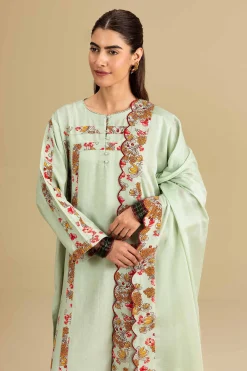 3 Piece - Printed Embroidered Suit - KFE26-206