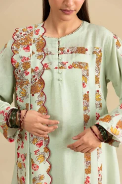 3 Piece - Printed Embroidered Suit - KFE26-206