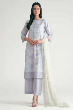 3 Piece - Printed Embroidered Suit - KFE26-226