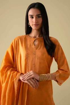 3 Piece - Printed Embroidered Suit - KFE26-115