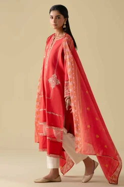 2 Piece - Printed Embroidered Suit - KFE26-27