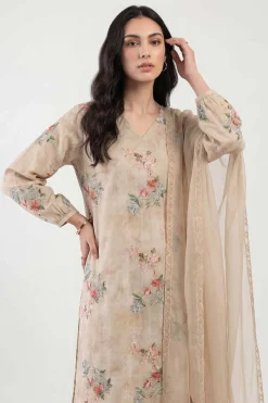 3 Piece - Printed Embroidered Suit - KFE26-106