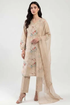 3 Piece - Printed Embroidered Suit - KFE26-106