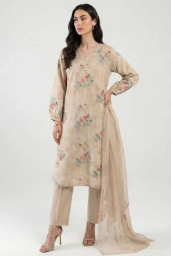 3 Piece - Printed Embroidered Suit - KFE26-106
