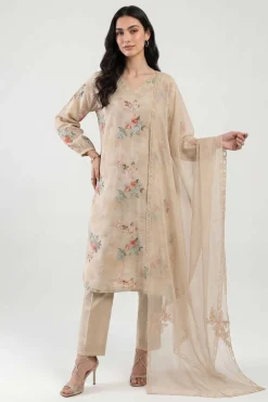 3 Piece - Printed Embroidered Suit - KFE26-106