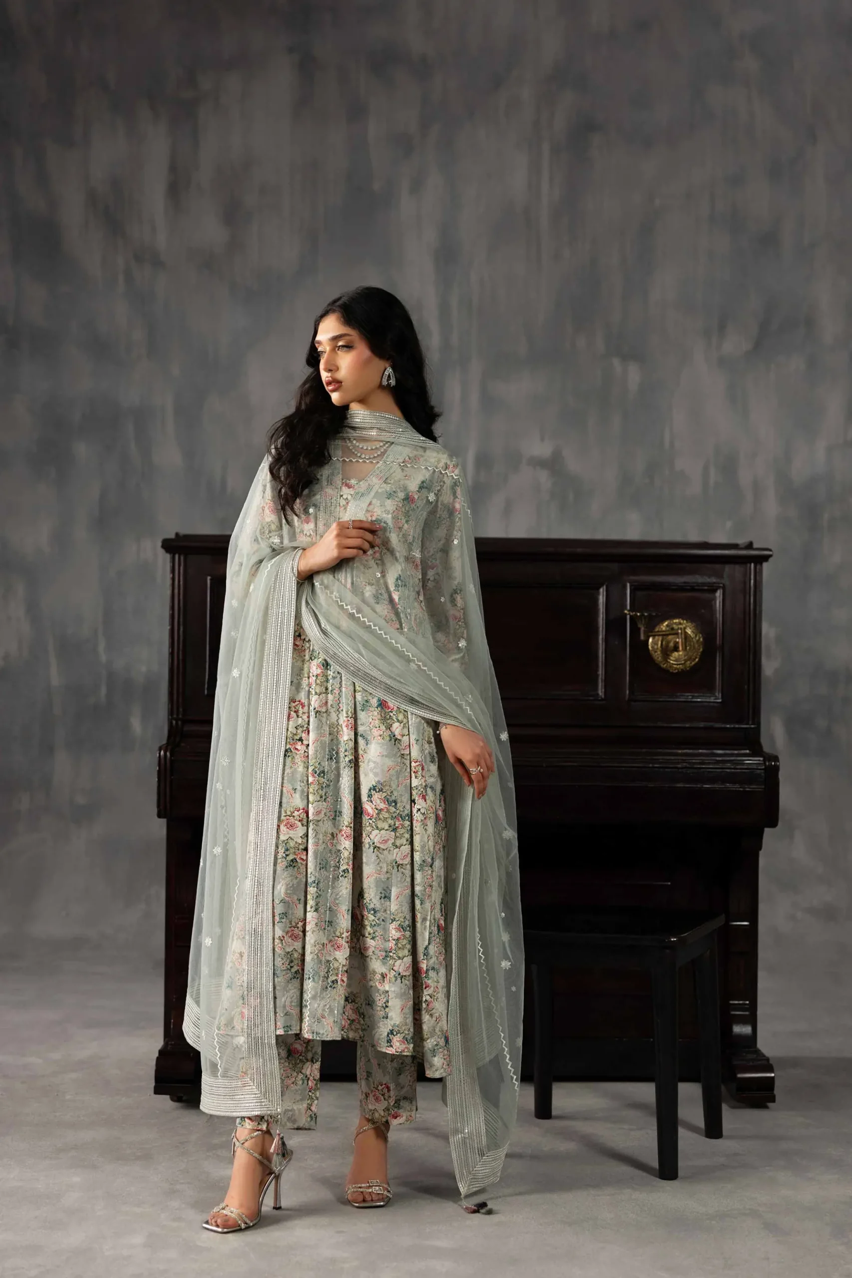 3 Piece - Printed Embroidered Suit - KFE26-130