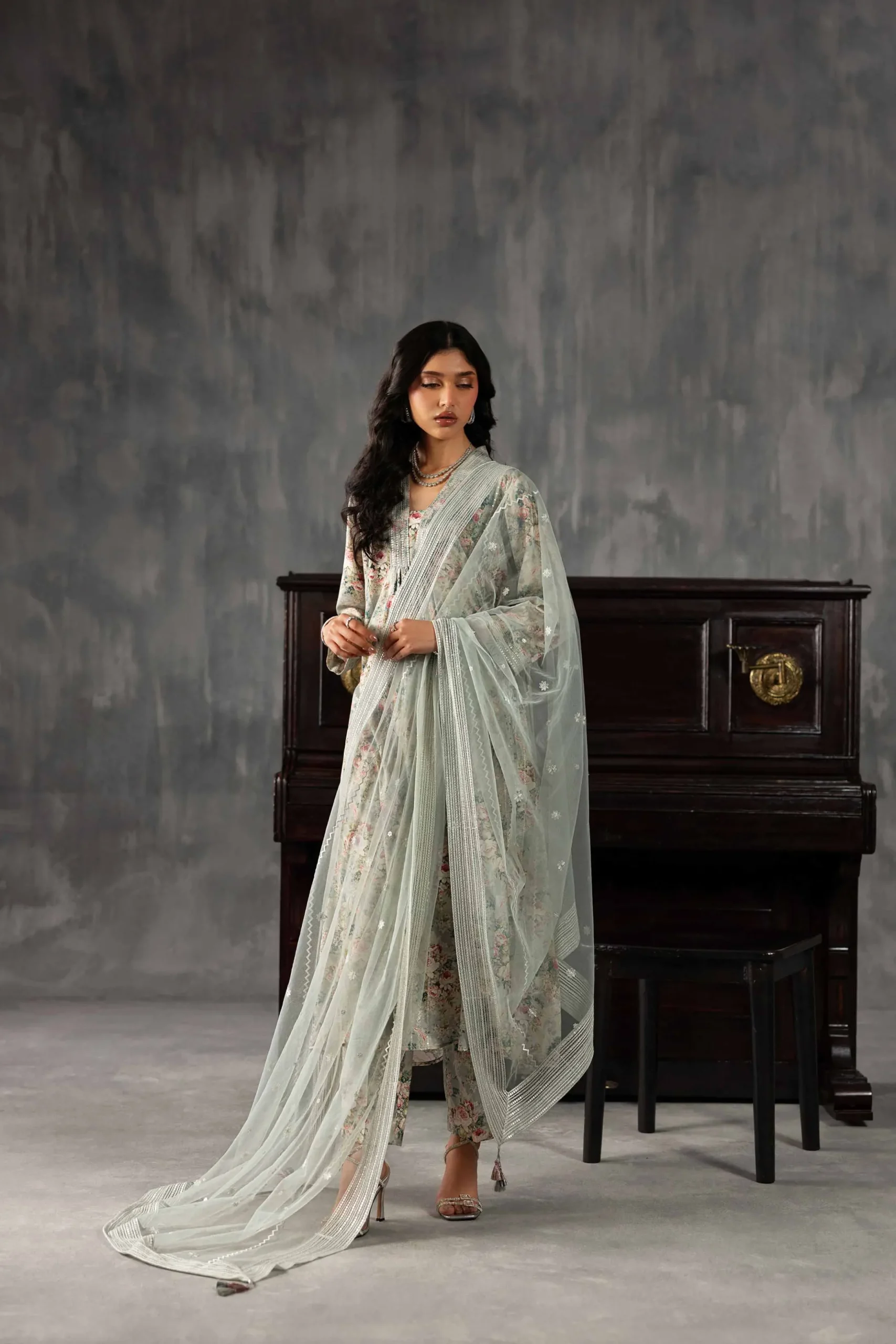 3 Piece - Printed Embroidered Suit - KFE26-130
