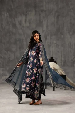 3 Piece - Printed Embroidered Suit - KFE26-118