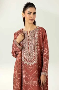 3 Piece - Printed Embroidered Suit - 42519601