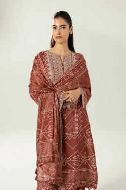 3 Piece - Printed Embroidered Suit - 42519601