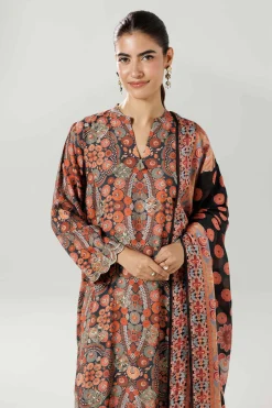 3 Piece - Printed Embroidered Suit - 42519603
