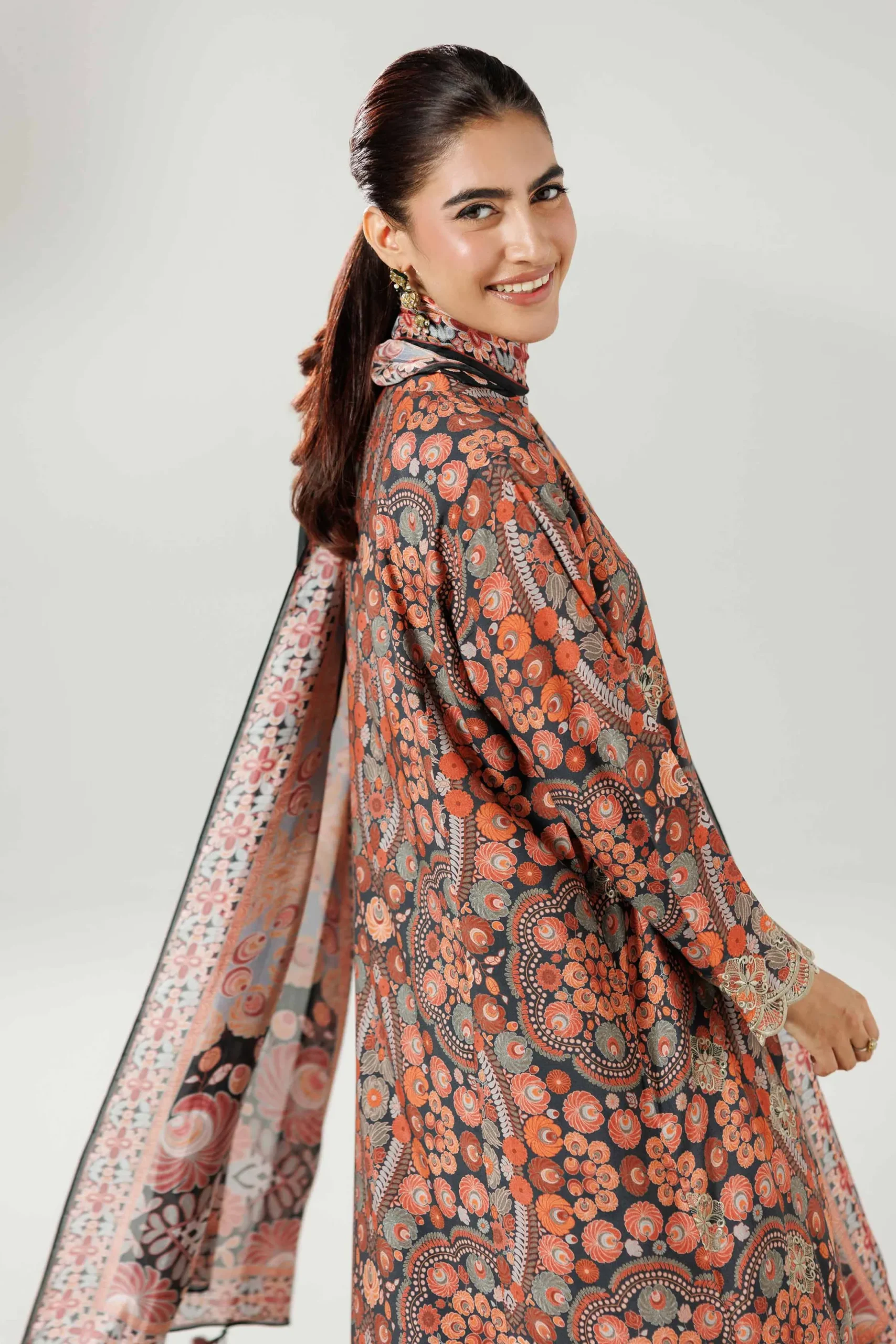 3 Piece - Printed Embroidered Suit - 42519603
