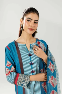3 Piece - Printed Embroidered Suit - 42519593
