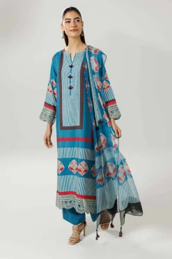 3 Piece - Printed Embroidered Suit - 42519593