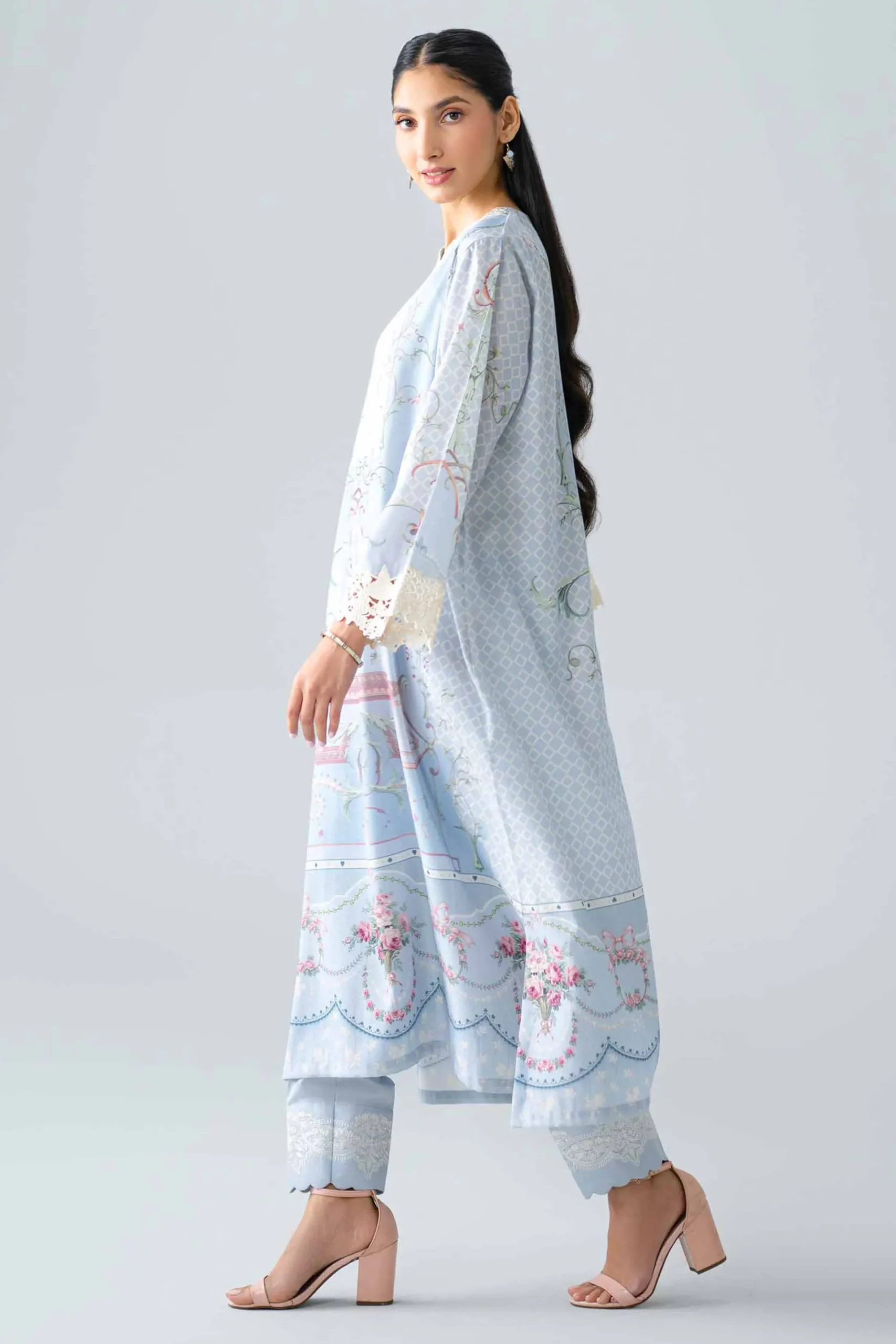 2 Piece - Printed Embroidered Suit - PE26-484