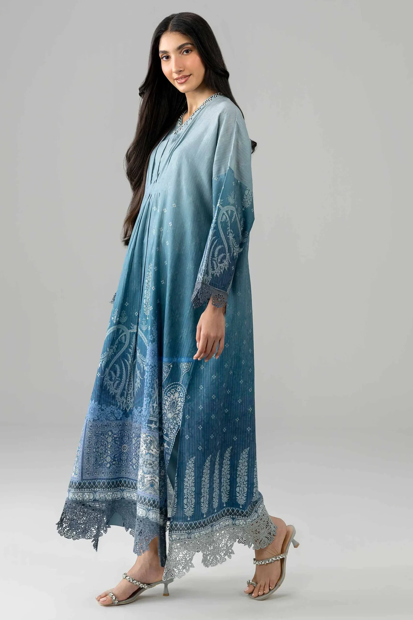 2 Piece - Printed Embroidered Suit - PE26-490
