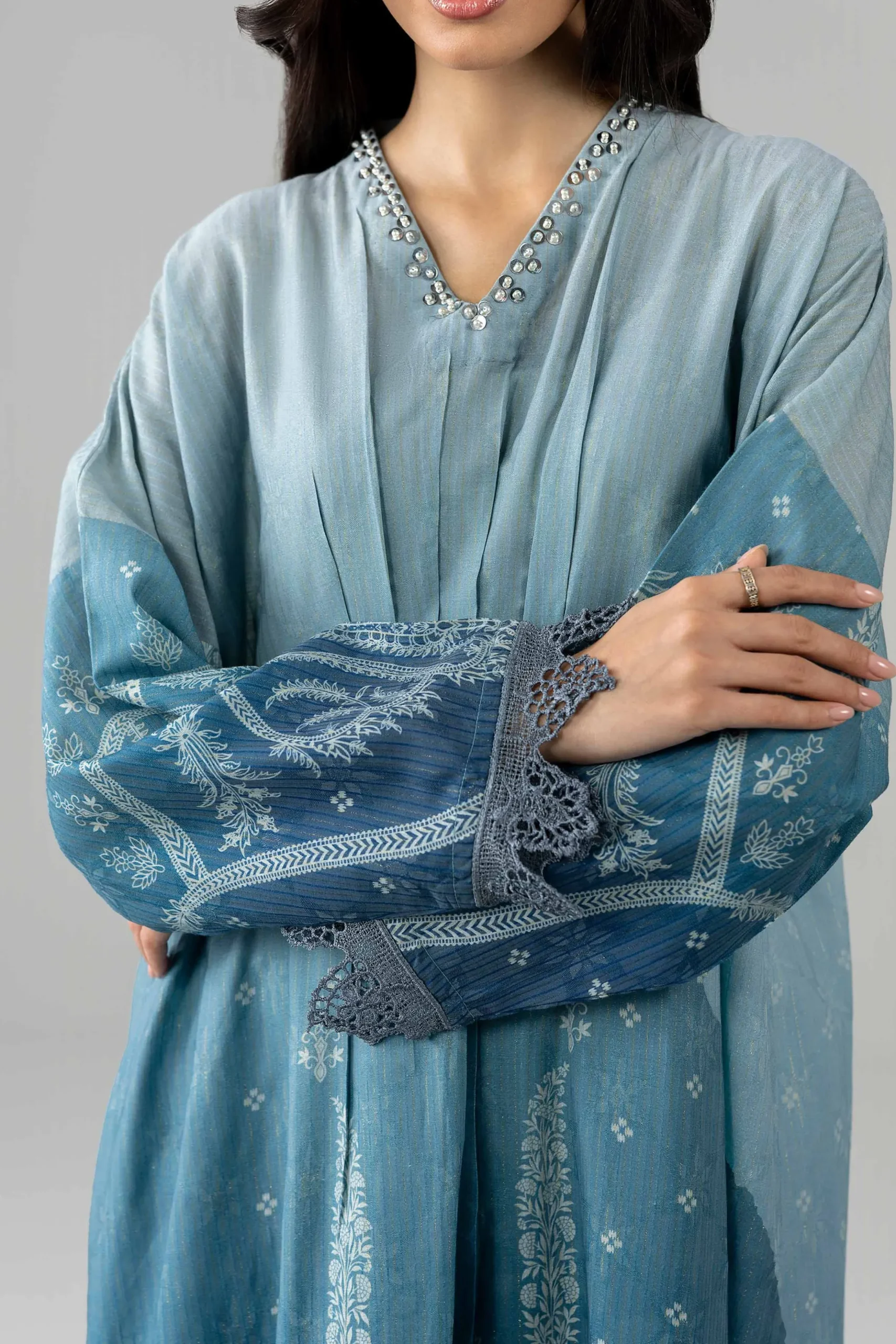 2 Piece - Printed Embroidered Suit - PE26-490