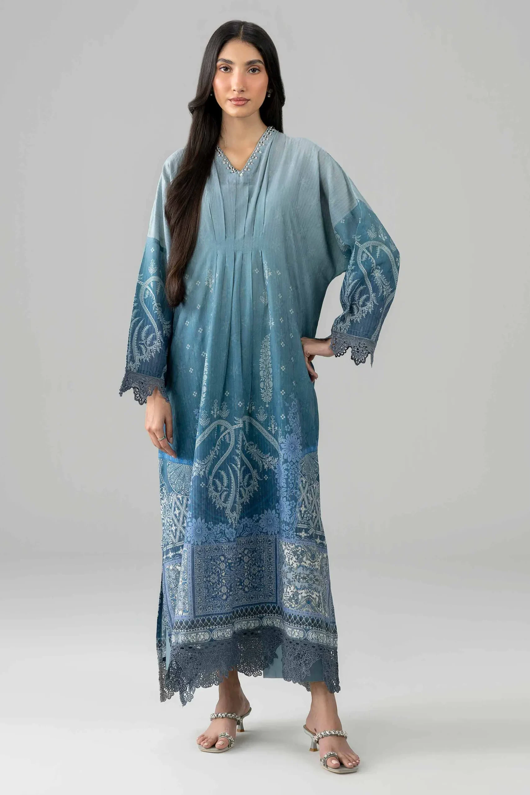 2 Piece - Printed Embroidered Suit - PE26-490